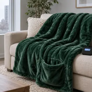 Heated Throw Blanket with Foot Pocket
