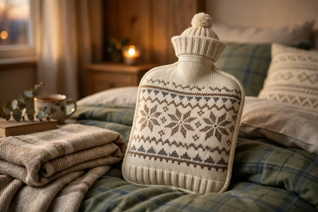 Hot Water Bottle with Knitted Cover